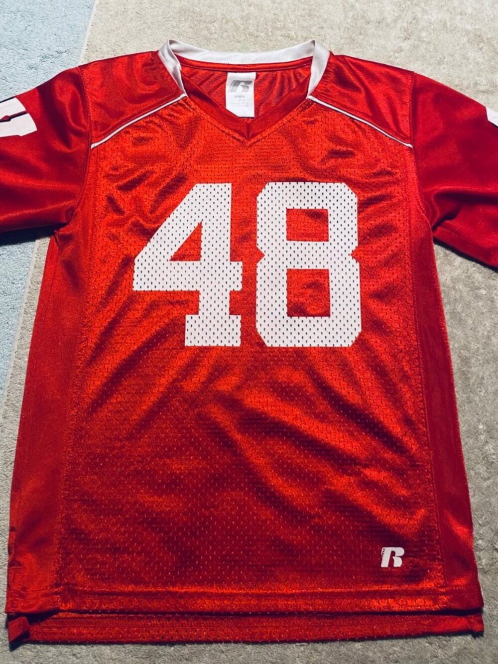 Russell Youth Badgers #48 Red Football Jersey M Mesh Polyester
